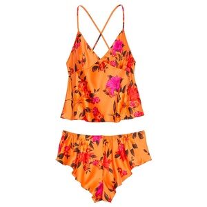 Victoria’s Secret Open-Back Cami Set, XL | Orange 🍊 🌺